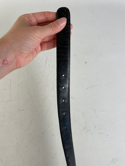 Vintage Gucci Interlocking G Leather Belt Black Gold