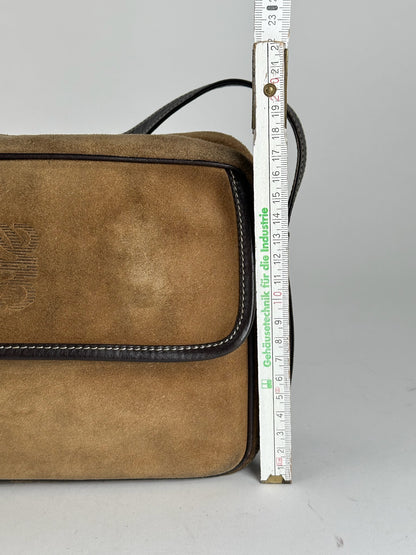 Vintage Loewe Madrid Suede Leather Bag camel