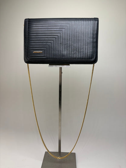 Vintage Givenchy Leather Chain Clutch Black Gold