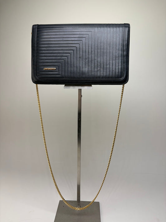 Vintage Givenchy Leather Chain Clutch Black Gold