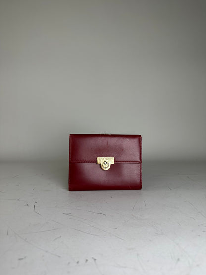 Vintage Givenchy Leather Wallet Burgundy Gold