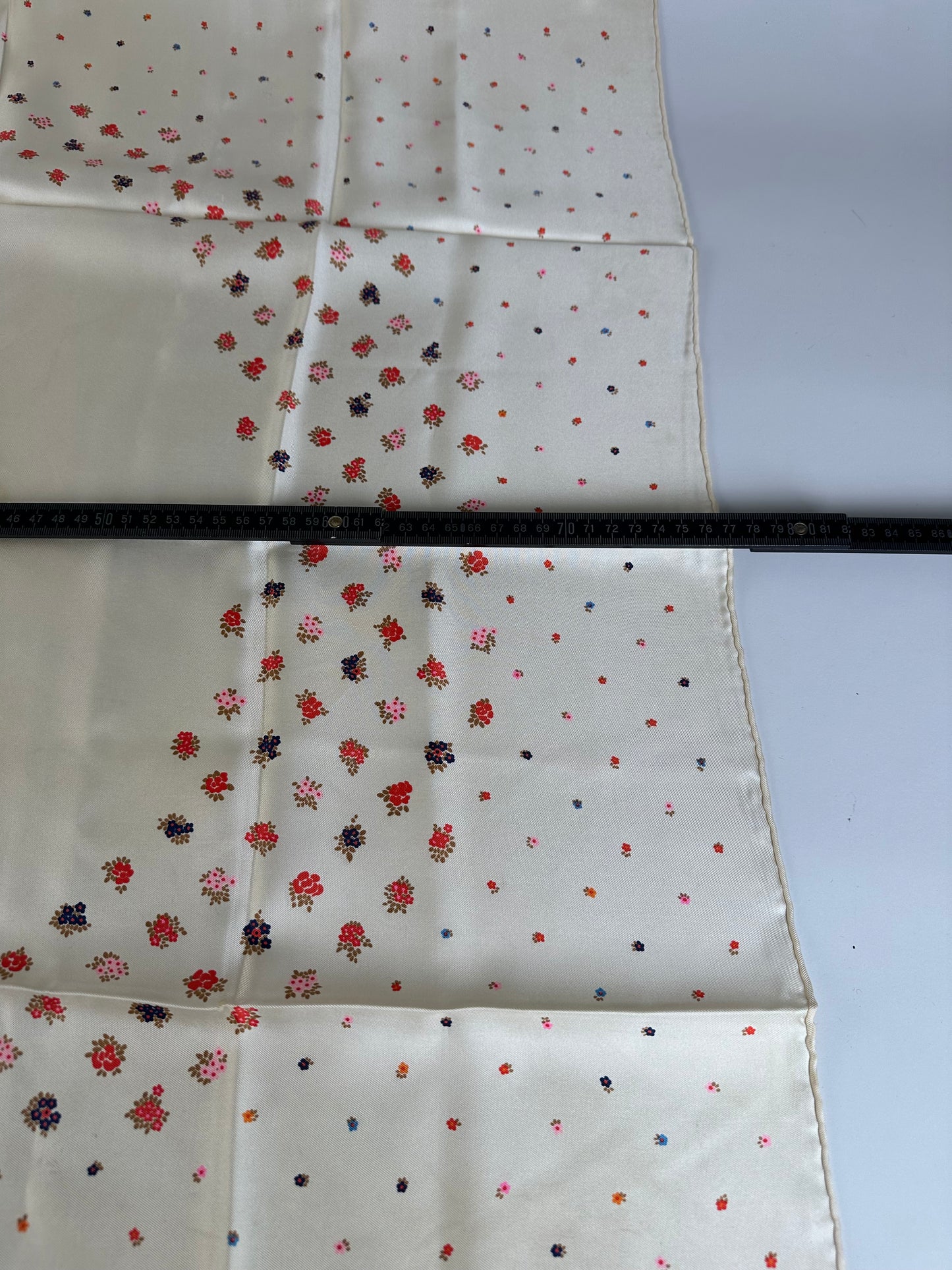Vintage Dior Floral Silk Scarf Cream Multicolour