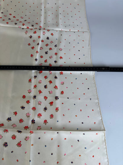 Vintage Dior Floral Silk Scarf Cream Multicolour