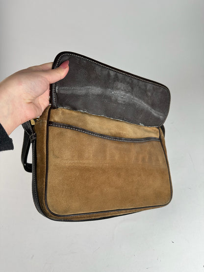 Vintage Loewe Madrid Suede Leather Bag camel