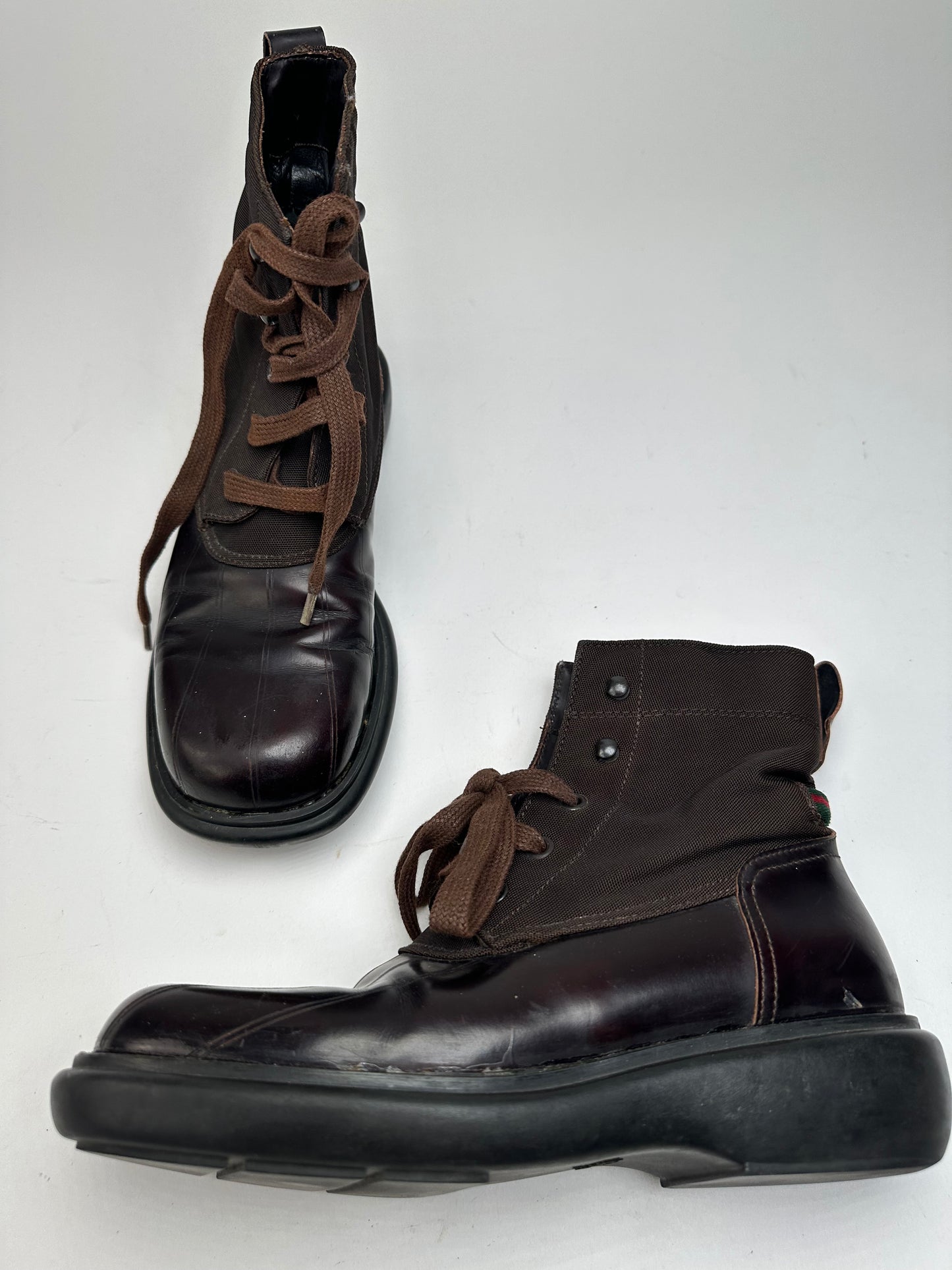 Vintage Gucci Leather Boots Black Brown 37