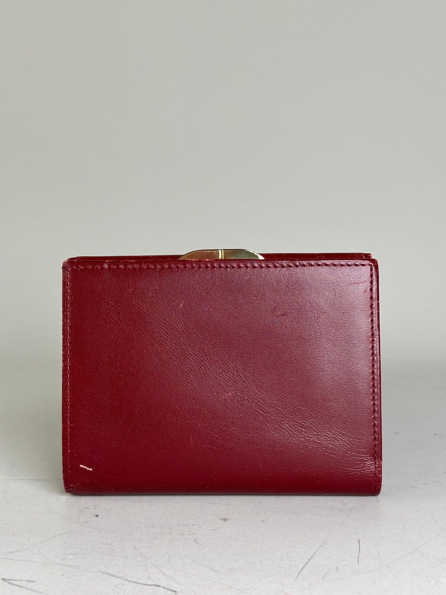 Vintage Givenchy Leather Wallet Burgundy Gold