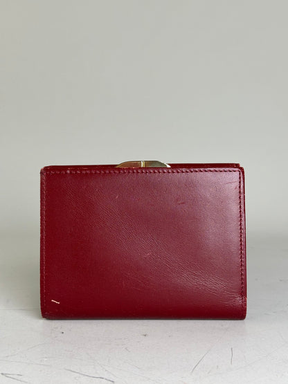 Vintage Givenchy Leather Wallet Burgundy Gold