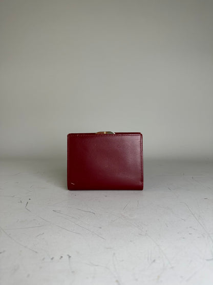 Vintage Givenchy Leather Wallet Burgundy Gold