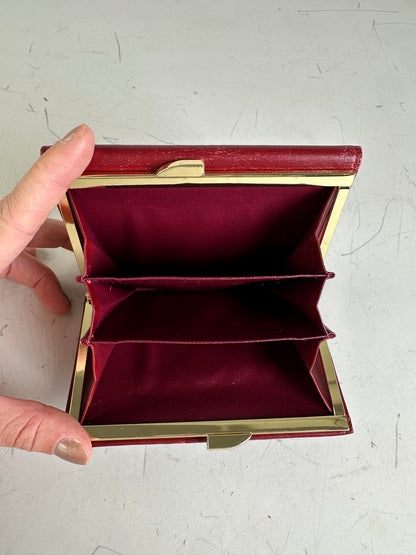 Vintage Givenchy Leather Wallet Burgundy Gold