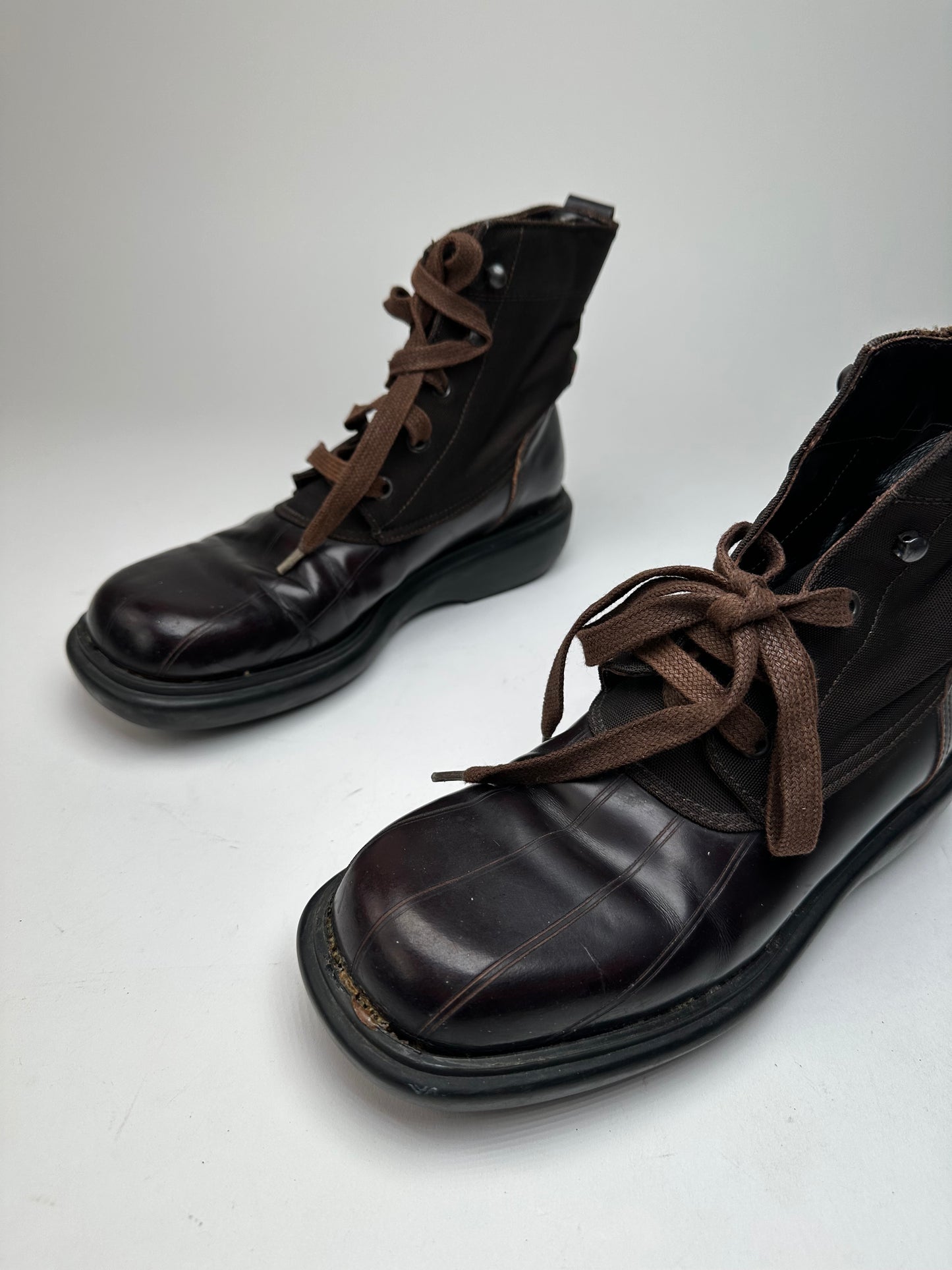 Vintage Gucci Leather Boots Black Brown 37