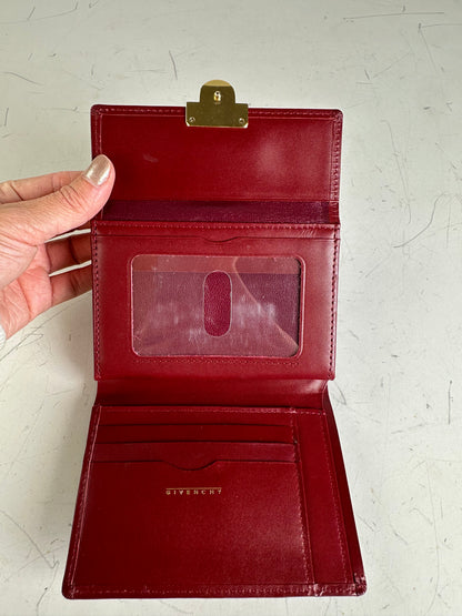 Vintage Givenchy Leather Wallet Burgundy Gold