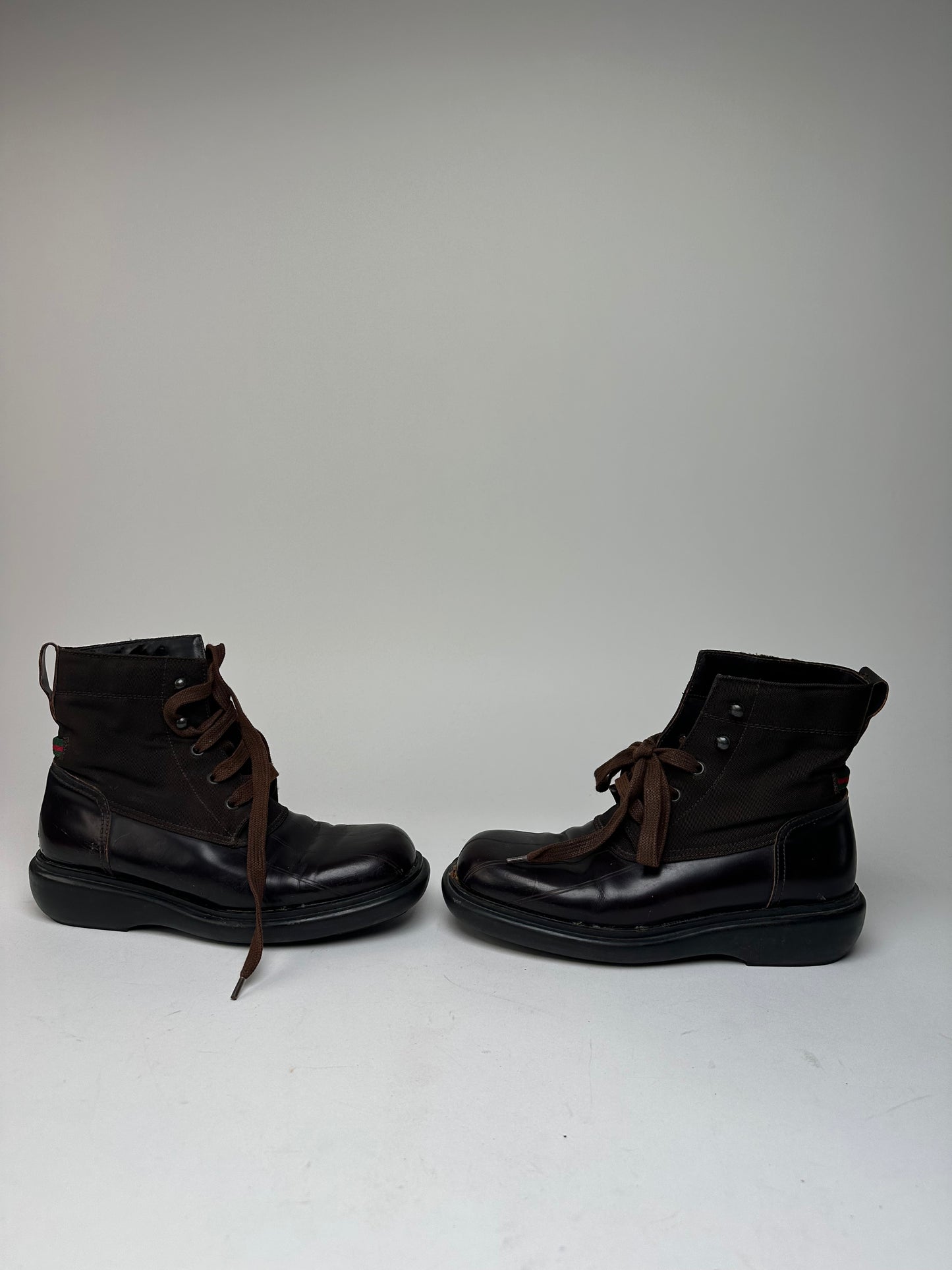 Vintage Gucci Leather Boots Black Brown 37