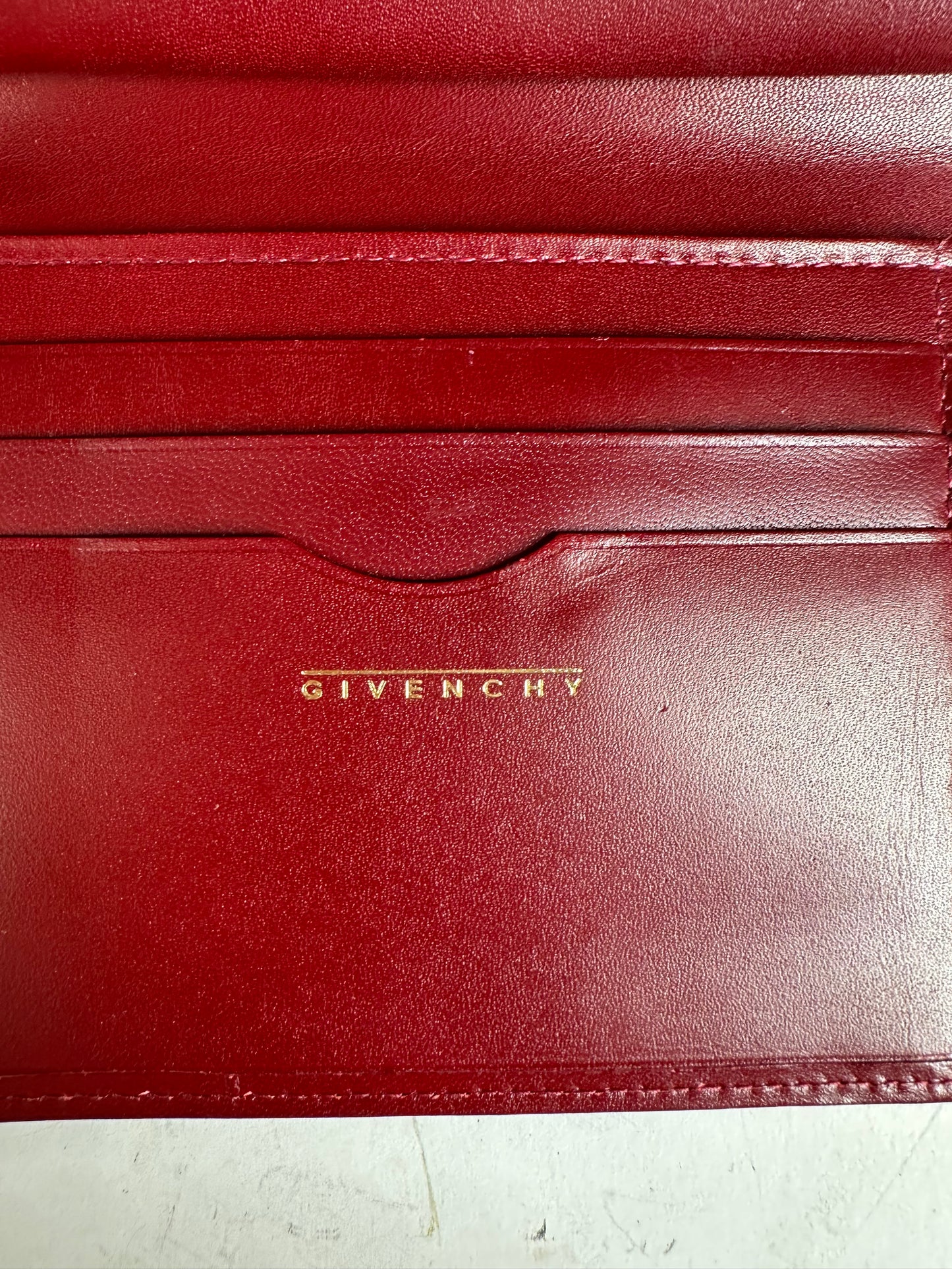 Vintage Givenchy Leather Wallet Burgundy Gold