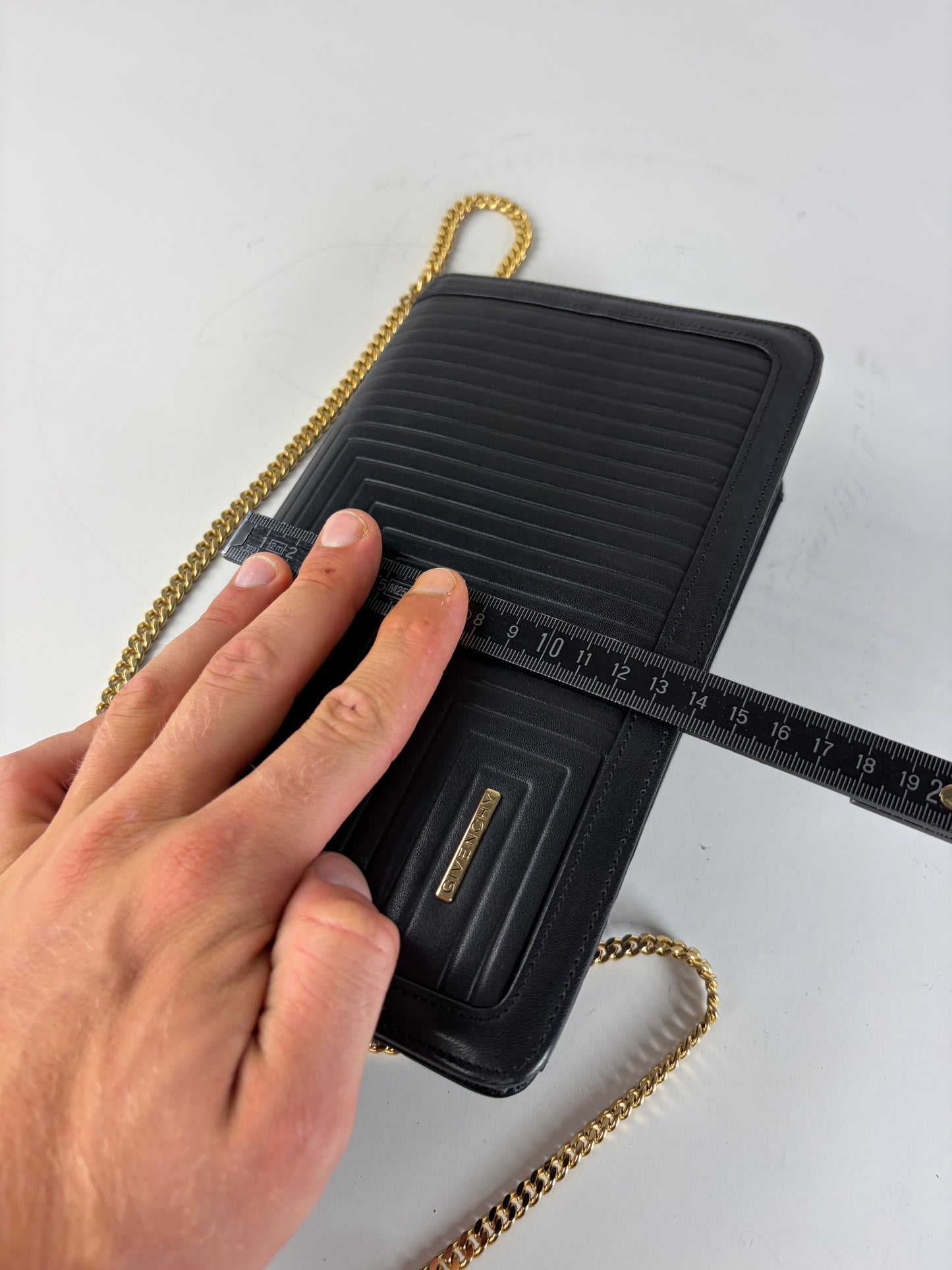 Vintage Givenchy Leather Chain Clutch Black Gold