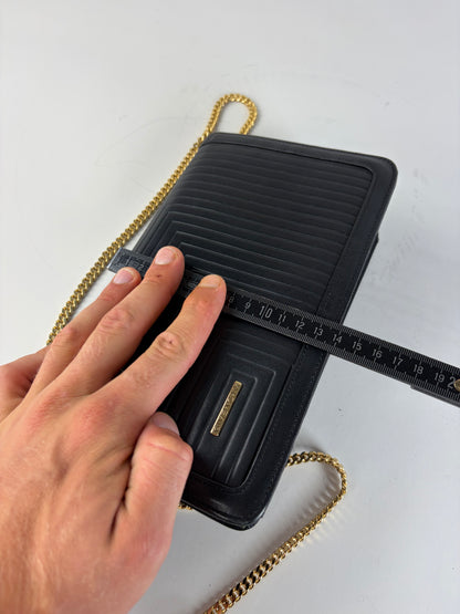 Vintage Givenchy Leather Chain Clutch Black Gold