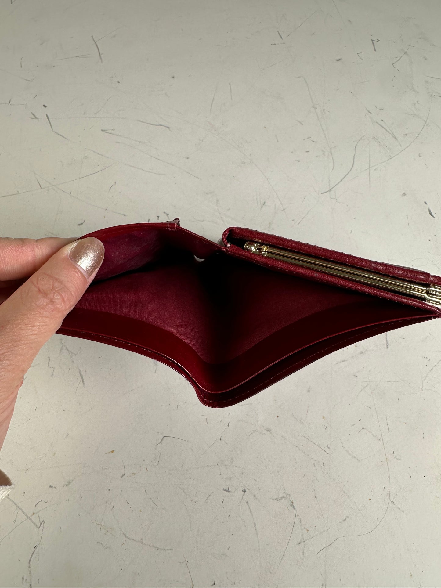 Vintage Givenchy Leather Wallet Burgundy Gold