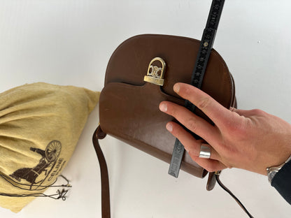 Vintage Celine Shoulder Bag Leather Cognac Brown
