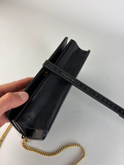 Vintage Givenchy Leather Chain Clutch Black Gold