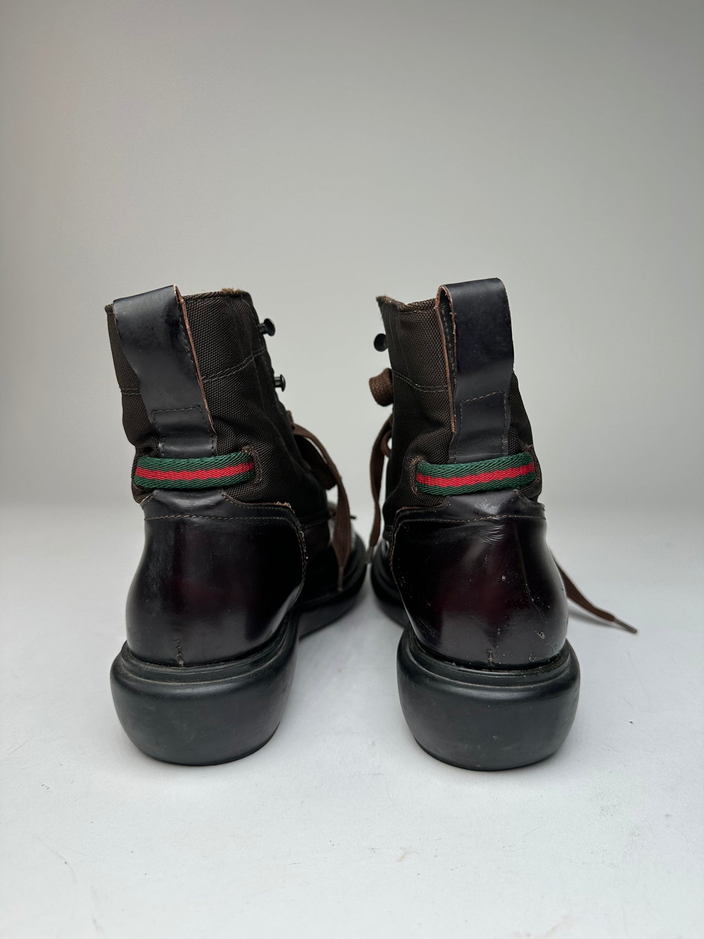 Vintage Gucci Leather Boots Black Brown 37