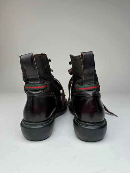 Vintage Gucci Leather Boots Black Brown 37