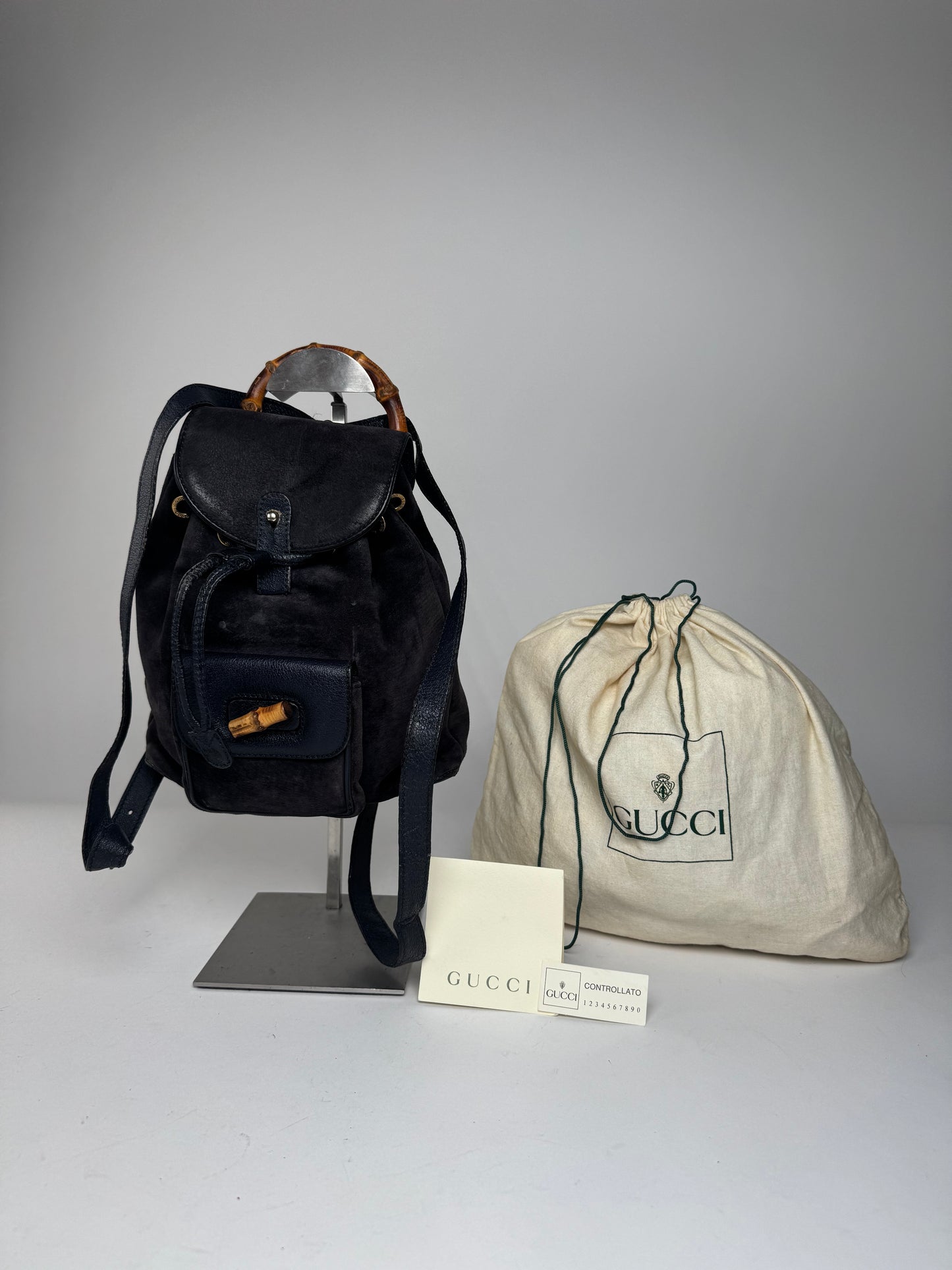 Vintage Gucci Leather Backpack Black
