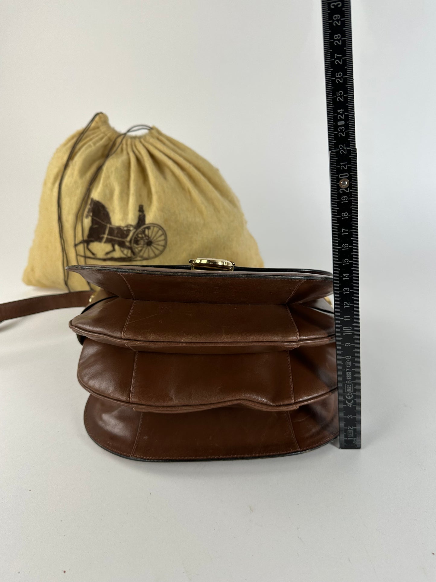 Vintage Celine Shoulder Bag Leather Cognac Brown