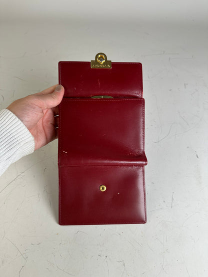 Vintage Givenchy Leather Wallet Burgundy Gold
