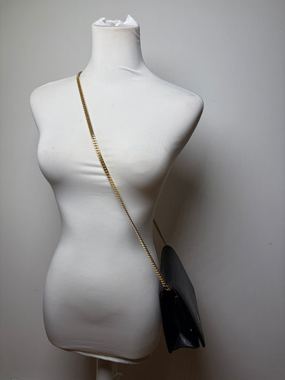 Vintage Givenchy Leather Chain Clutch Black Gold