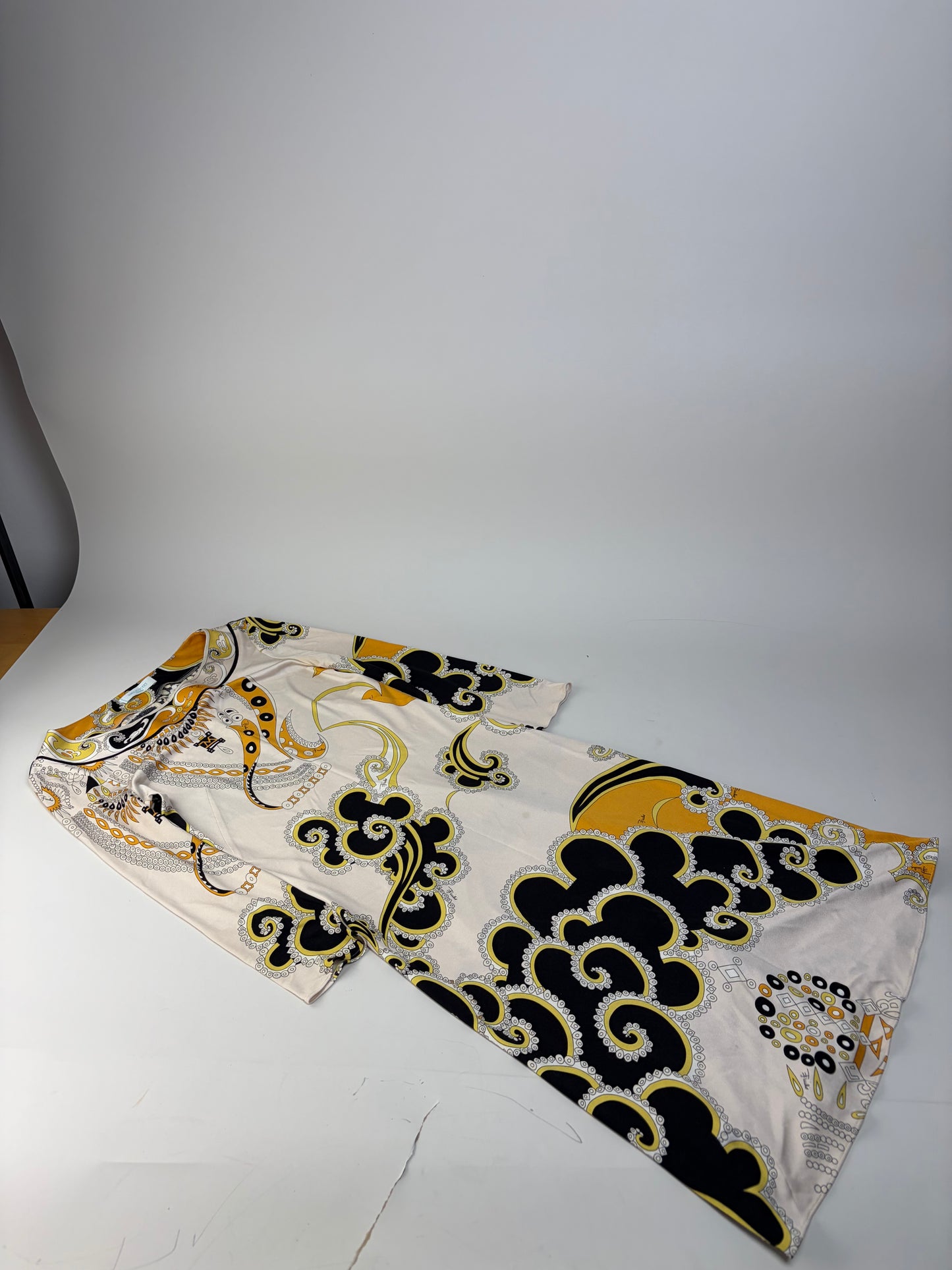 Vintage Pucci Silk Dress Cream Black Yellow XS