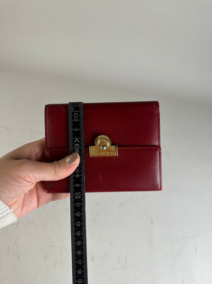 Vintage Givenchy Leather Wallet Burgundy Gold