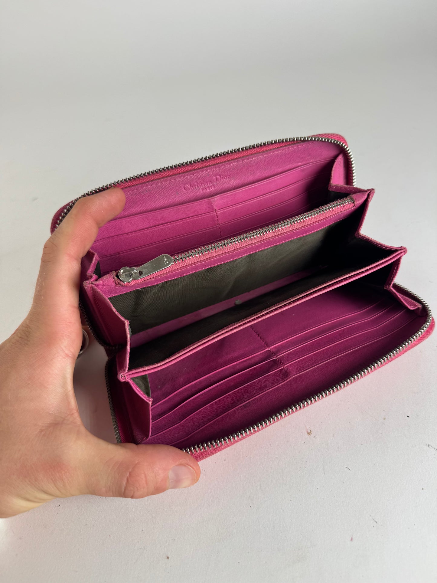 Vintage Dior Patent Leather Monogram Zippy Wallet Red