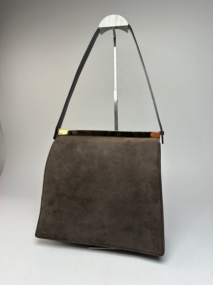 Vintage Gucci Suede Flap Bag Brown