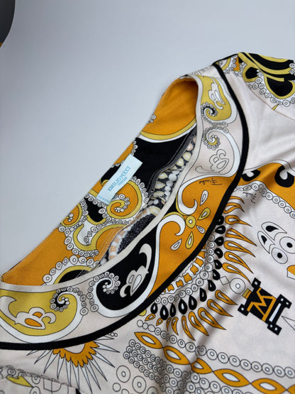 Vintage Pucci Silk Dress Cream Black Yellow XS