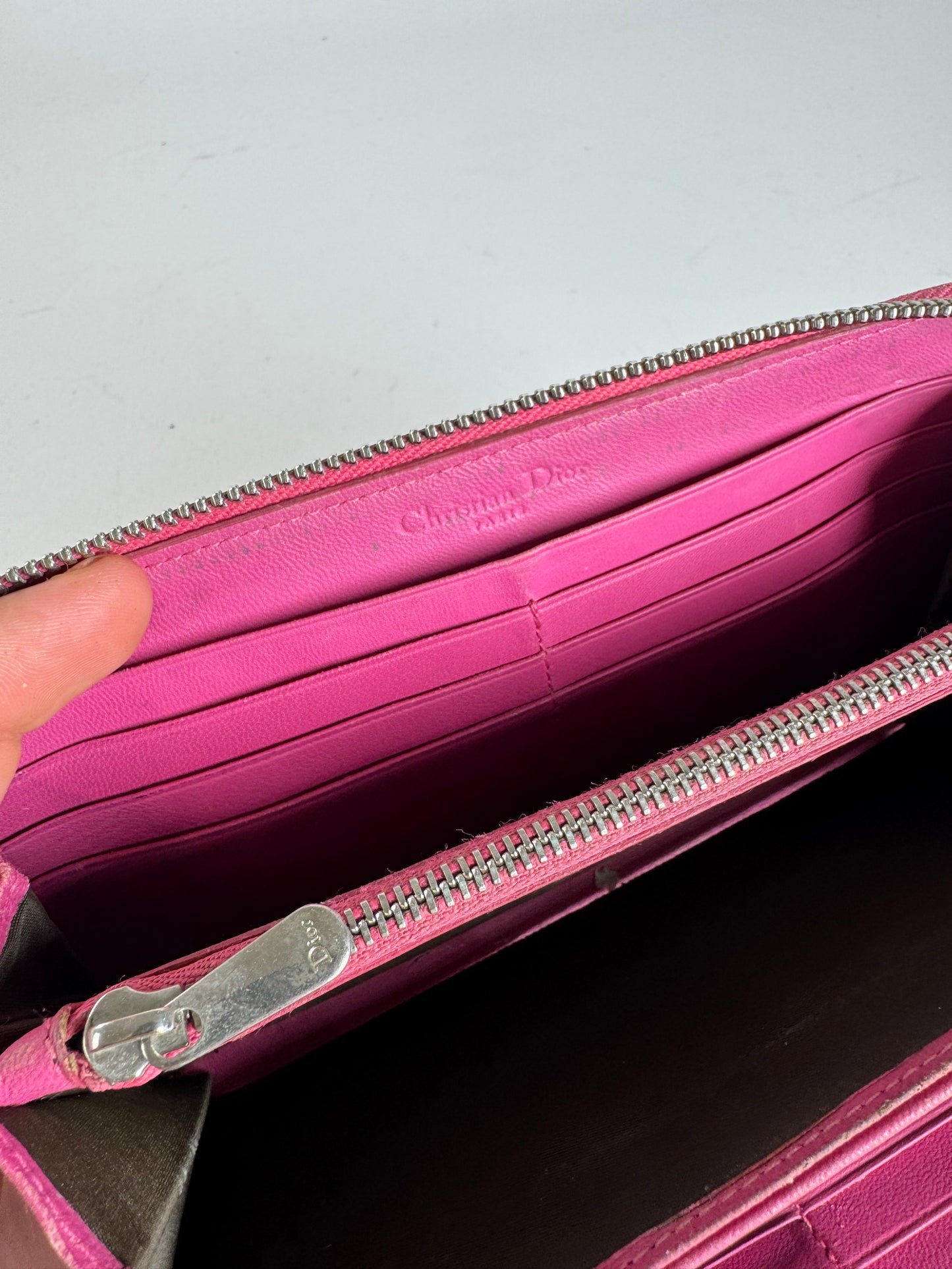 Vintage Dior Patent Leather Monogram Zippy Wallet Red