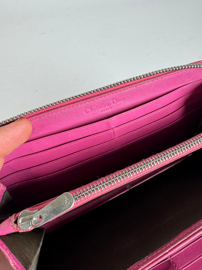 Vintage Dior Patent Leather Monogram Zippy Wallet Red