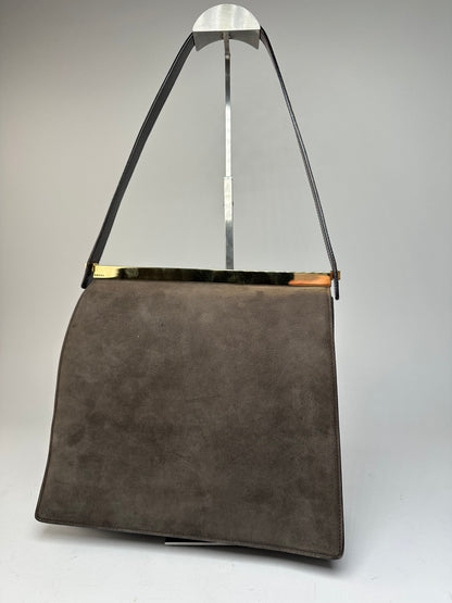 Vintage Gucci Suede Flap Bag Brown