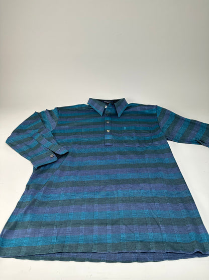 Vintage Saint Laurent Cotton Polo Shirt Teal Navy Grey XL