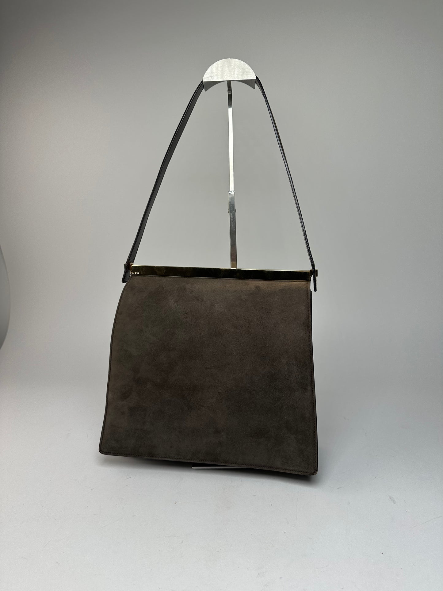 Vintage Gucci Suede Flap Bag Brown