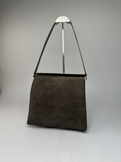 Vintage Gucci Suede Flap Bag Brown