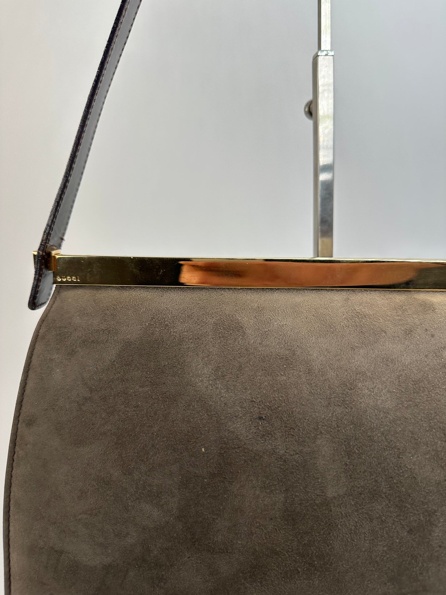 Vintage Gucci Suede Flap Bag Brown
