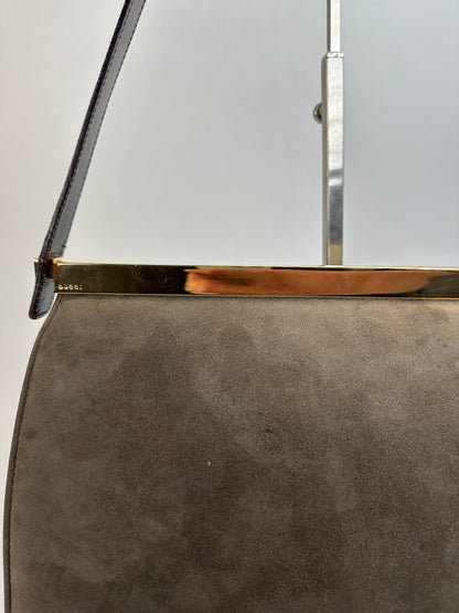 Vintage Gucci Suede Flap Bag Brown