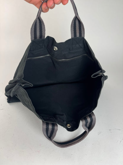 Vintage Hermes Canvas Shopper Bag Black