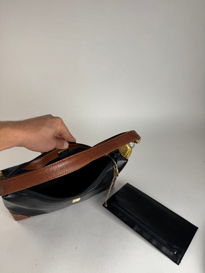 Vintage Givenchy 2Way 4G Leather Bag black brown