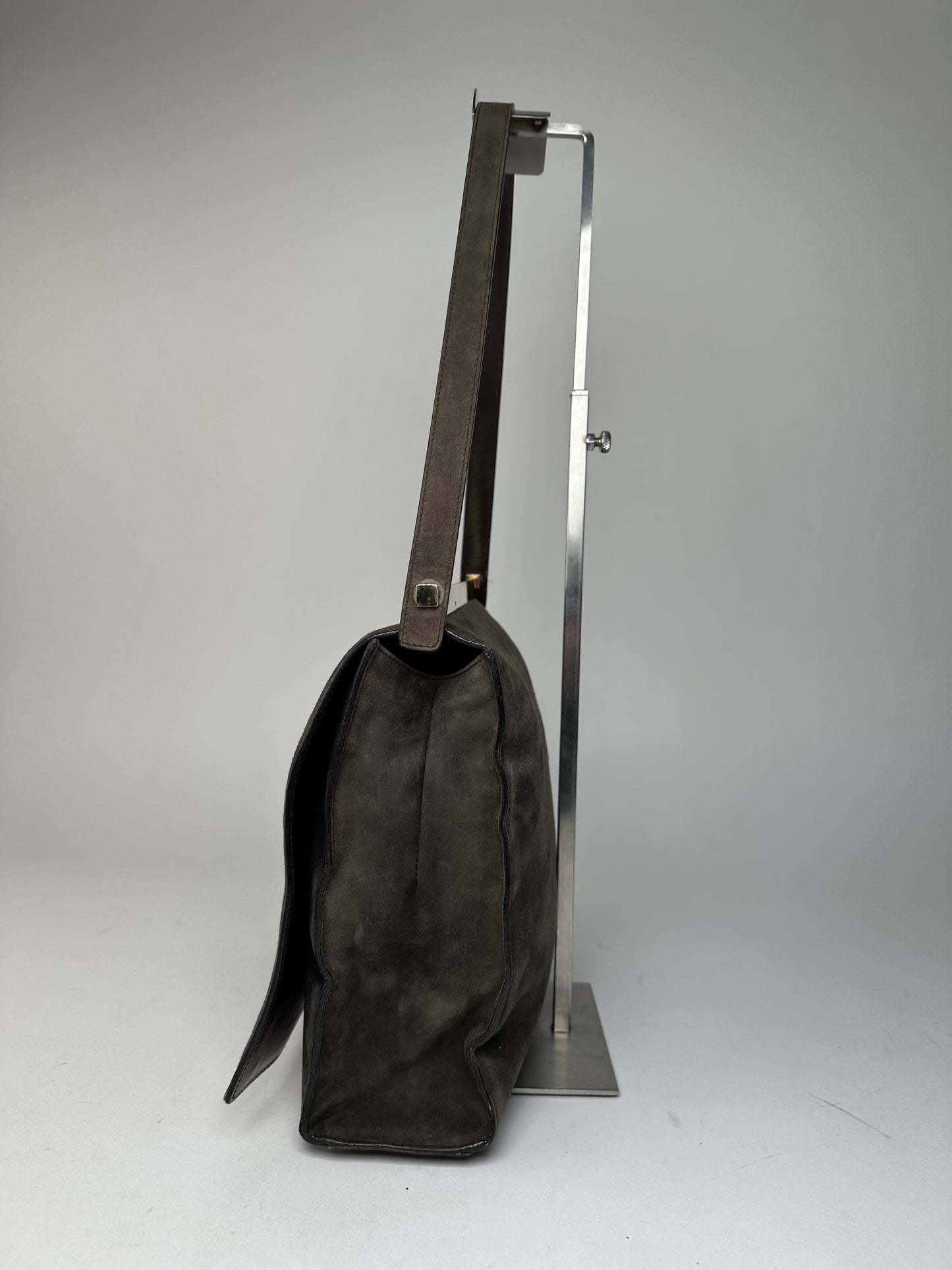 Vintage Gucci Suede Flap Bag Brown
