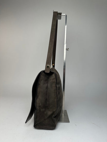Vintage Gucci Suede Flap Bag Brown