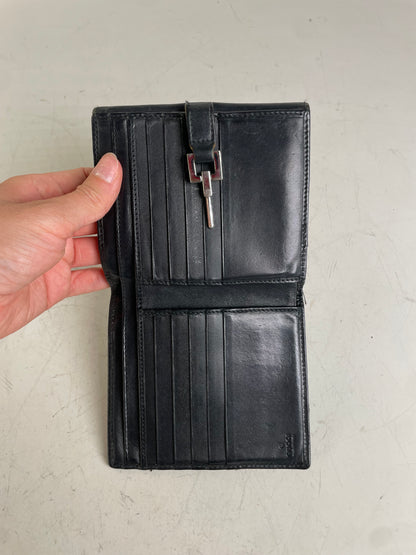 Vintage Gucci GG Monogram Canvas Wallet Black Grey Silver