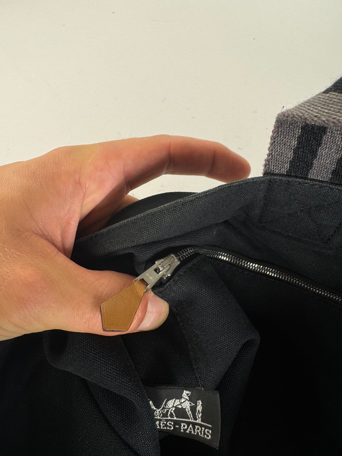 Vintage Hermes Canvas Shopper Bag Black