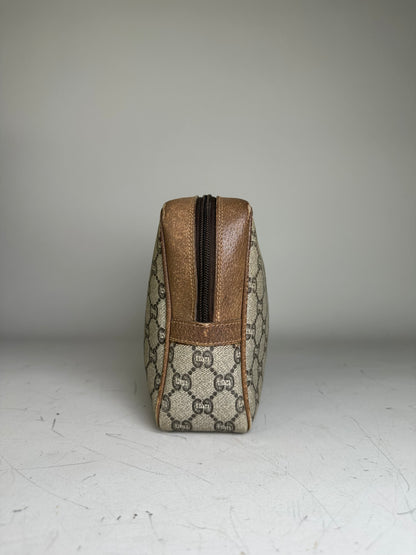 Vintage Gucci GG Supreme Cosmetic Case Beige Brown