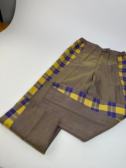 Vintage Dior Tartan Panel Trousers Cotton Multicolour M