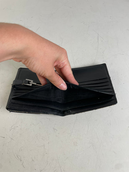 Vintage Gucci GG Monogram Canvas Wallet Black Grey Silver